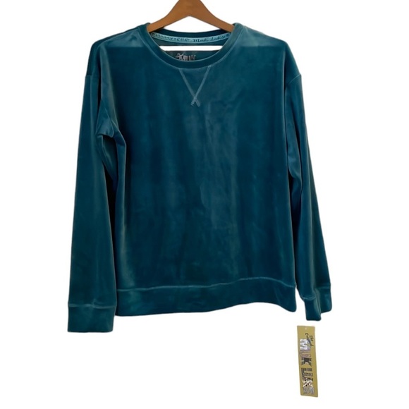 NWT The Original Muk Luks Sweatshirt SZ M So Soft Scoop Neck Teal Pullover - Picture 1 of 10